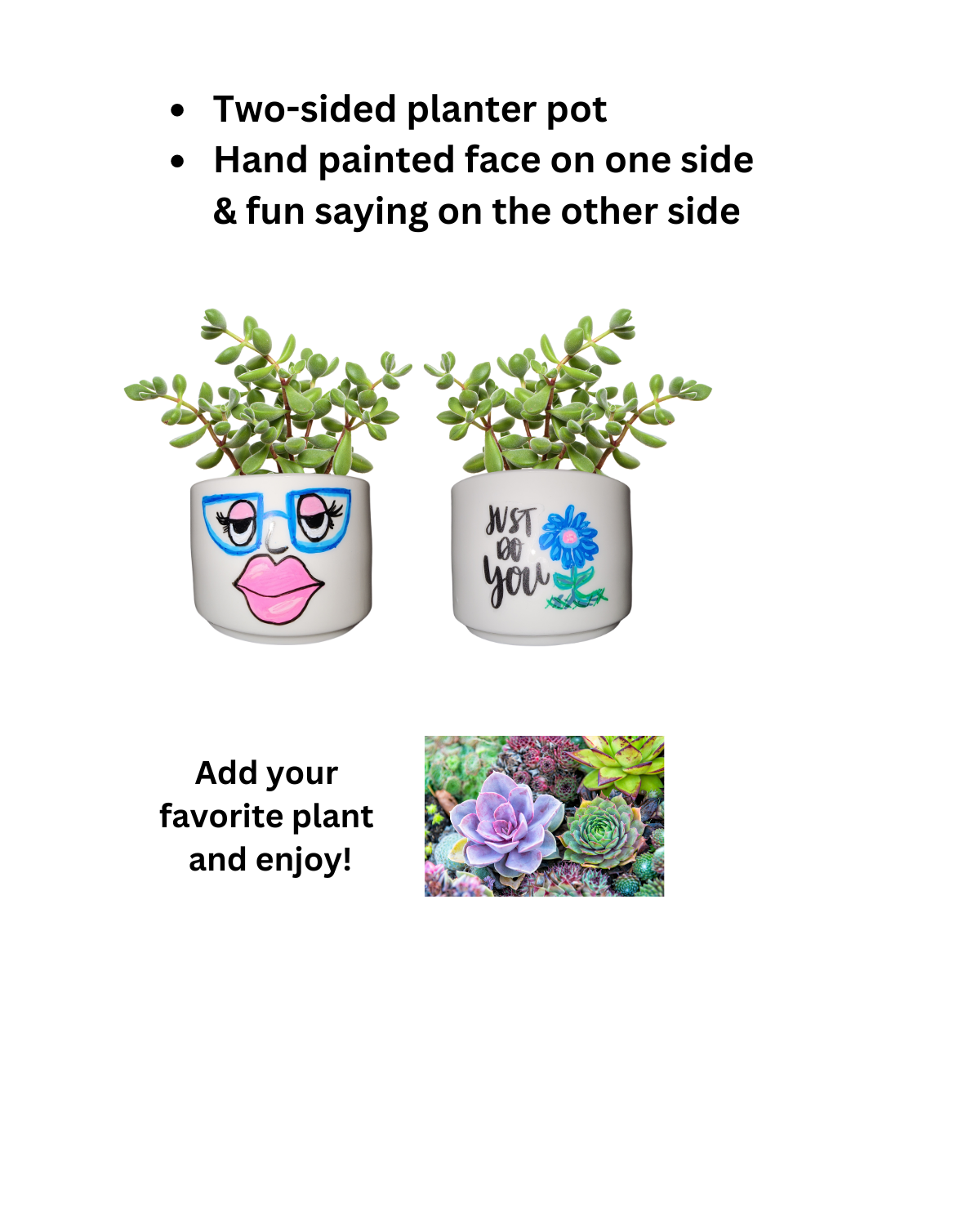 Planter face pots (2 sizes/4 styles)