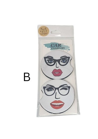 Car coasters - faces - multiple styles available.